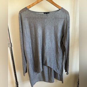 Eileen Fisher Gray Long Sleeve Tencel and Wool Top